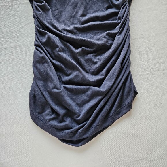 Strapless Size Medium Silky Party Top Has Silver Free flowing Design - Picture 5 of 8